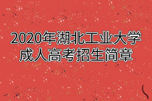 2020年湖北工业大学成人高考招生简章