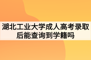 湖北工业大学成人高考录取后能查询到学籍吗