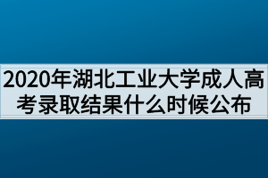 2020年湖北工业大学成人高考录取结果什么时候公布