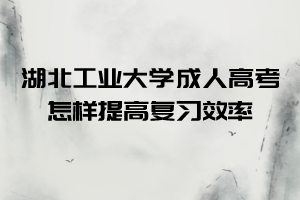 湖北工业大学成人高考怎样提高复习效率